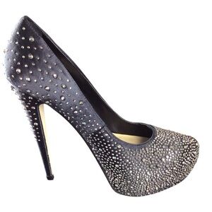 Aldo Black and Silver Crystal Leather Heels size 6